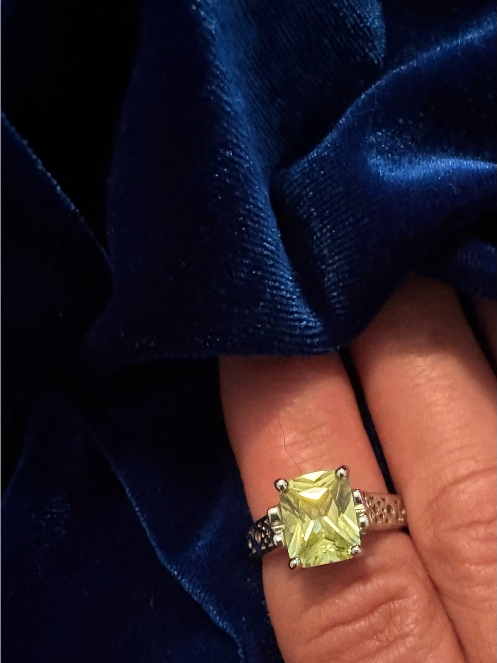 Lia Sophia Peridot Gemstone Silver-Color Statement Ring***August Birthstone***